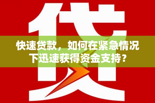 大化快速贷款，如何在紧急情况下迅速获得资金支持？