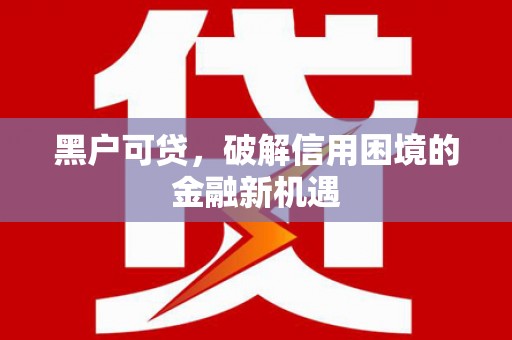 大化黑户可贷，破解信用困境的金融新机遇